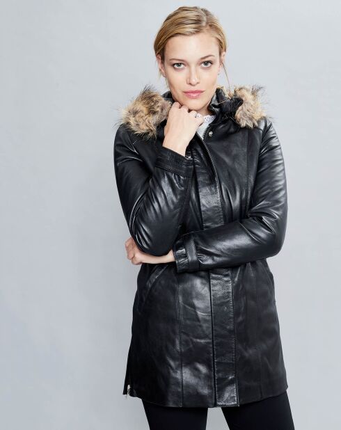 Veste en Cuir Annie noire