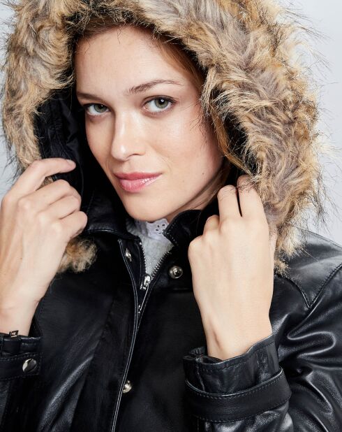 Veste en Cuir Annie noire