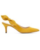 Slingback Adèle de piel aterciopelada amarilla, tacón de 6,5 cm