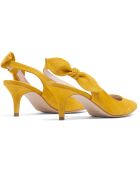 Slingback Adèle de piel aterciopelada amarilla, tacón de 6,5 cm