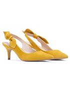 Slingback Adèle de piel aterciopelada amarilla, tacón de 6,5 cm