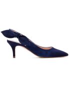 Adèle Velvet Leather Slingback, color azul marino, tacón de 6,5 cm