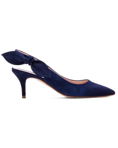 Adèle Velvet Leather Slingback, color azul marino, tacón de 6,5 cm