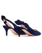 Adèle Velvet Leather Slingback, color azul marino, tacón de 6,5 cm