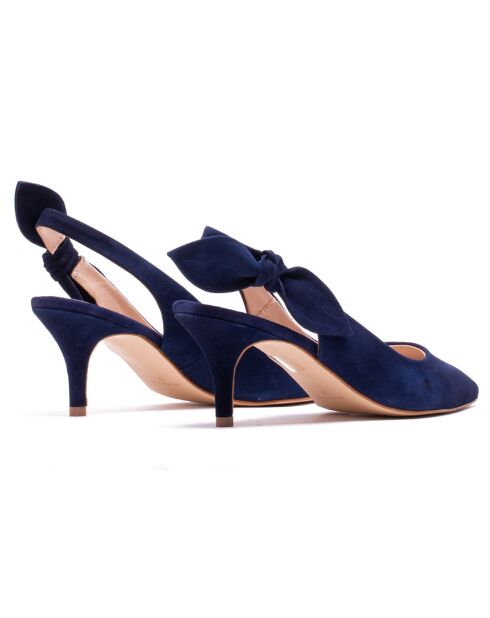 Adèle Velvet Leather Slingback, color azul marino, tacón de 6,5 cm