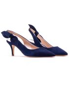 Adèle Velvet Leather Slingback, color azul marino, tacón de 6,5 cm