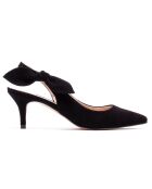 Slingback Adèle de piel aterciopelada negra, tacón de 6,5 cm