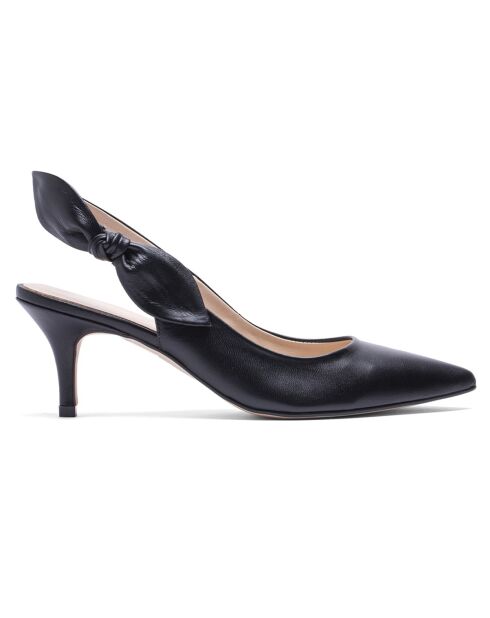 Slingback de piel negra Faustine, tacón de 6 cm