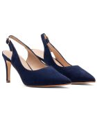 Slingbacks en Velours de Cuir Aurore bleu marine - Talon 8 cm