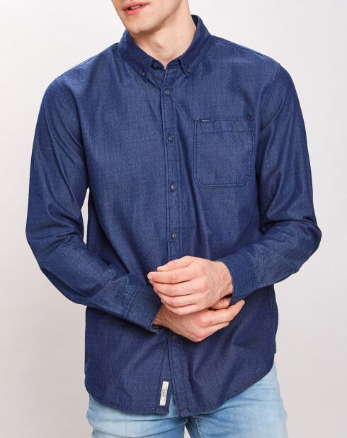 Chemise confort à micro points bleue