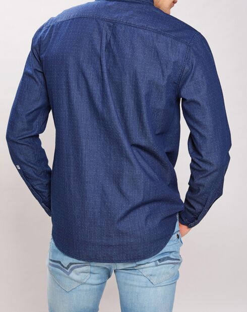 Chemise confort à micro points bleue