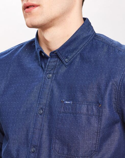 Chemise confort à micro points bleue