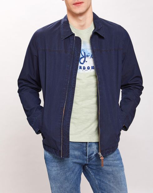 Blouson en Coton col cheminée bleu marine