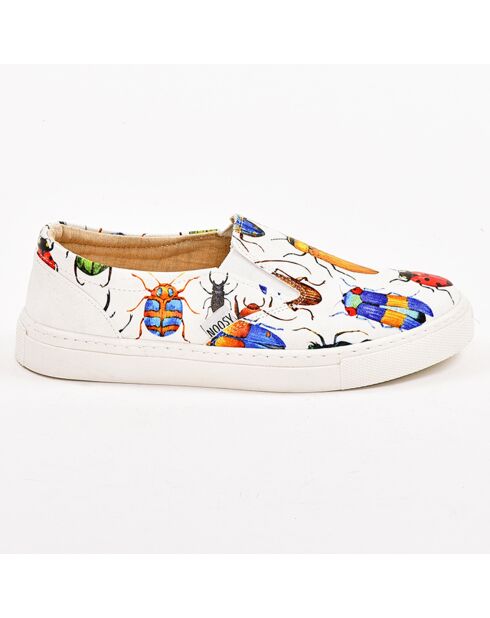 Slip-On Candy imprimées scarabés blanc/bleu