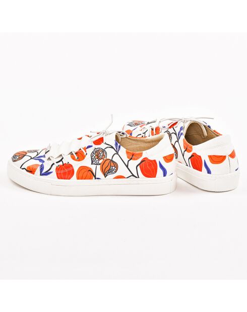 Sneakers Cutie avec languette  imprimées blanc/orange