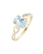 Bague Tobago Diamants 0.04 ct & Topaze 1.70 ct or jaune