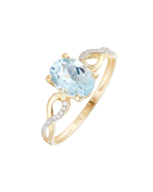 Bague Tobago Diamants 0.04 ct & Topaze 1.70 ct or jaune