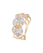 Anillo de diamantes Color Pop de 0,32 quilates con peridotitas de 0,3 quilates, peridotitas de 0,3 quilates, topacios de 0,3 quilates, amatistas de 0,18 quilates y citrinos de 0,17 quilates, oro amarillo