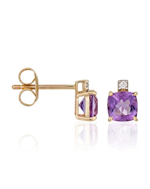 Boucles d'oreilles Tonga Diamants 0.02 ct & Améthystes 1.10 ct or jaune