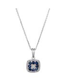 Pendentif Volga Diamants 0.03 ct & Saphirs 0.58 ct or blanc