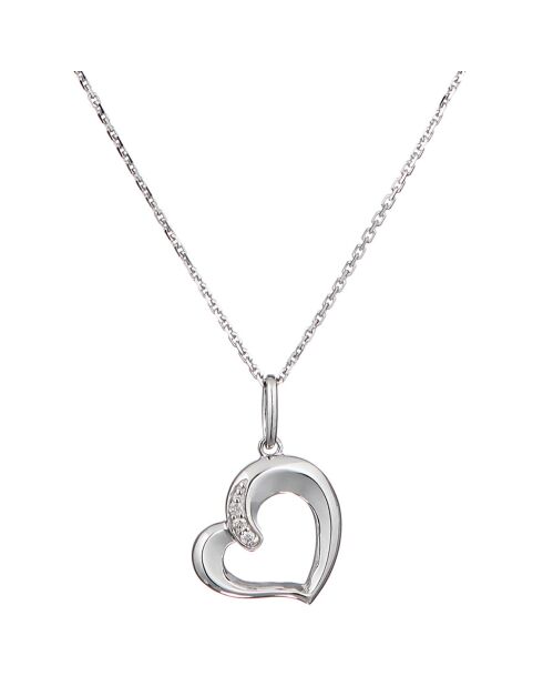 Diamant met volledig hart, 0.02 ct witgouden hanger