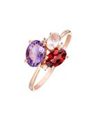 Bague Barbara Diamants 0.02 ct, Améthyste 0.70 ct, Rhodolite 0.66 ct & Quartz Rose 0.33 ct or rose
