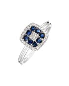 Bague Volga Diamants 0.03 ct & Saphirs 0.58 ct or blanc