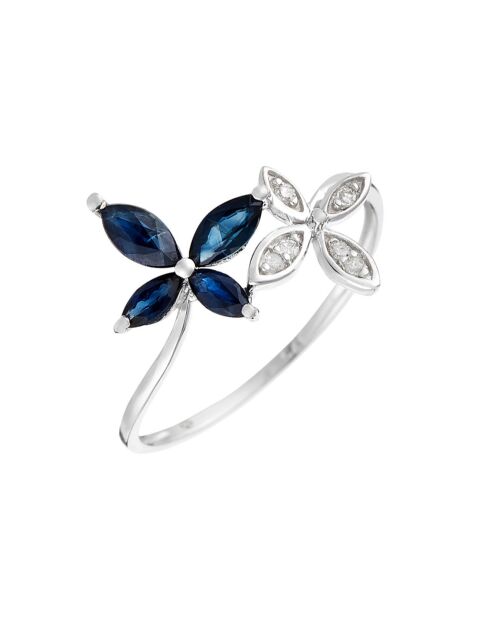 Bague Héméra Diamants 0.03 ct & Saphirs 0.69 ct or blanc