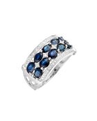 Bague Hanoï Diamants 0.09 ct & Saphirs 2.50 cts or blanc