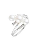 Kawai Perlenring aus 0,03 ct Diamant und Weißgold