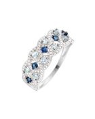 Bague Astéria Diamants 0.05 ct, Saphirs 0.37 ct & Topazes 0.49 ct or blanc