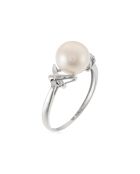 Bague Naxos Diamants 0.03 ct & Perle or blanc