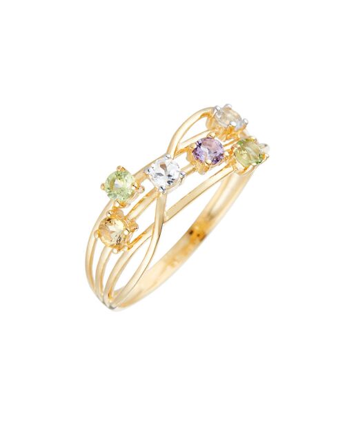 Bague Colorama Citrine 0.08 ct Topazes 0.17 ct Améthyste 0.10 ct & Péridots 0.19 ct Or Jaune
