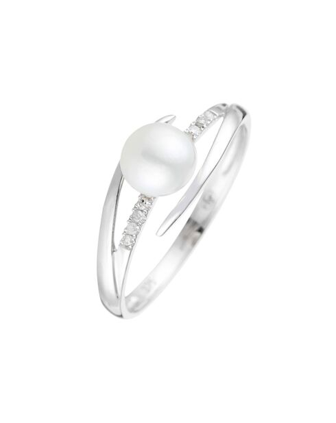Makira Perlenring aus 0,04 ct Diamant und Weißgold