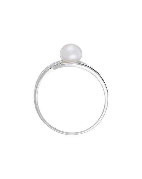 Makira Perlenring aus 0,04 ct Diamant und Weißgold