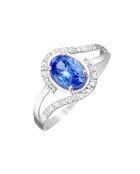 Anello con diamante Marotiri 0,07 ct Tanzanite 0,80 ct in oro bianco