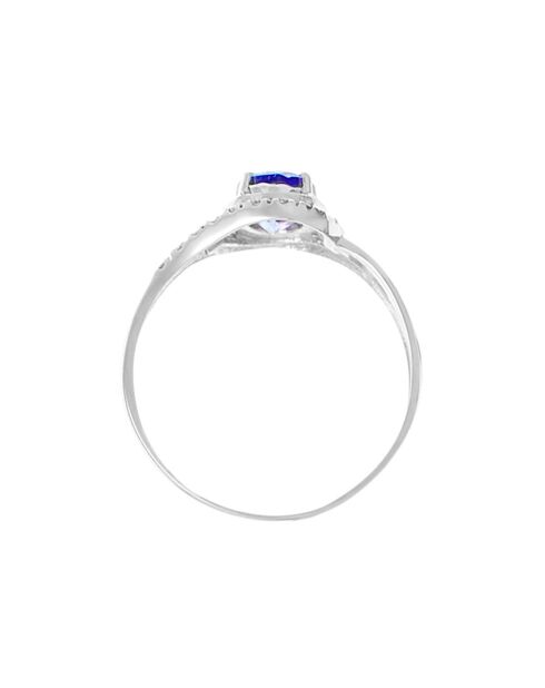 Anillo de diamantes Marotiri de 0,07 quilates con tanzanita y 0,80 quilates en oro blanco