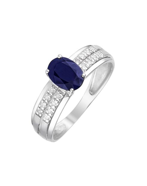 Bague Rimatara Diamants 0.05 ct Saphirs 1 ct or blanc
