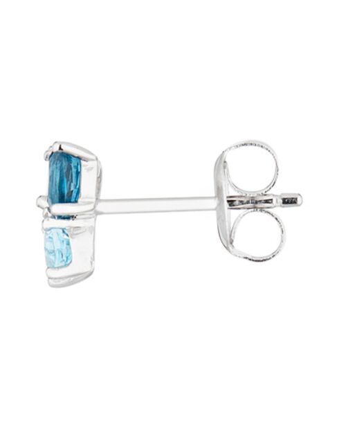 Boucles d'Oreilles Oural Diamants 0.09 ct & Topazes Bleues 0.70 ct or blanc