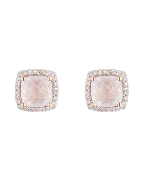 Boucles d'oreilles Quartissime Diamants 0.18 ct & Quartz 2.40 ct  or rose