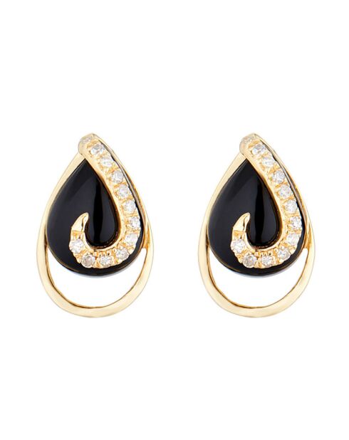 Boucles d'oreilles Galapagos Diamants 0.08 ct & Agate 1.31 ct Or Jaune