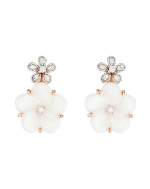 Boucles d'oreilles Floraisons Diamants 0.07 ct or rose