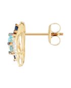 Droomblauwe diamanten oorbellen 0,06 ct-- blauwe topaas 1,21 ct en saffieren 0,25 kt geelgoud