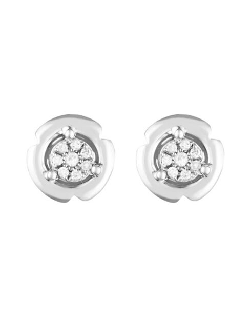 Boucles d'oreilles Round & Round Diamants 0.06 ct or blanc