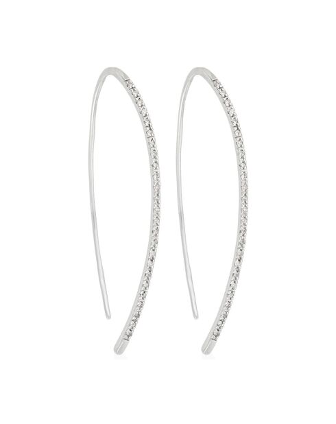 Boucles d'Oreilles Lianes précieuses Diamants 0.15 ct or blanc