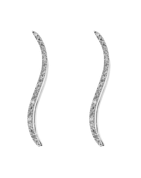 Boucles d'oreilles Vagues de Diamants 0.13 ct or blanc