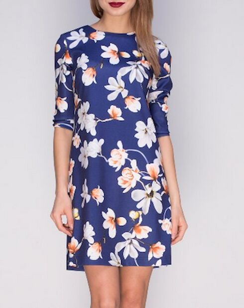 Robe à imprimé fleuri bleue