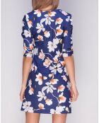 Robe à imprimé fleuri bleue