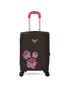 Joanna-E 55 cm zwarte dubbele cabinekoffer met 4 wielen