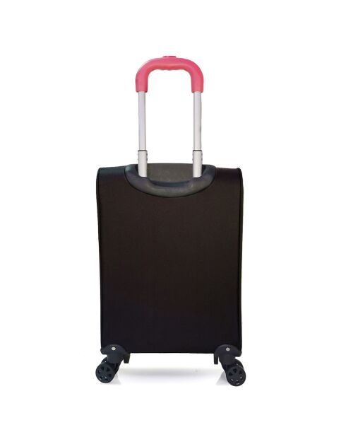 Joanna-E 55 cm zwarte dubbele cabinekoffer met 4 wielen